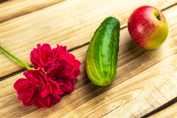 Cucumbers on a wooden surface