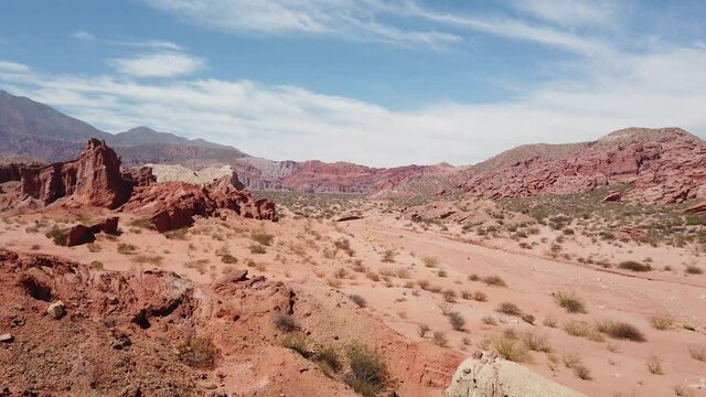 The hills and rocky peaks of the Quebrada de las Conchas near Salta in Argentina
