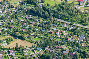 aerial view over the town Carnikava (Latvia)