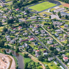 aerial view over the town Carnikava (Latvia)