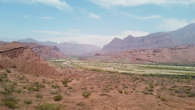 The hills and rocky peaks of the Quebrada de las Conchas near Salta in Argentina