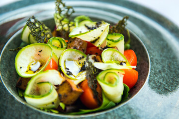 Delicious green fresh salad, vegetarian food