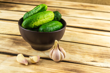 Cucumbers on a wooden surface