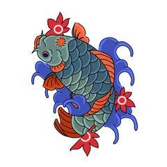 carp / koi fish tattoo designs. vector illustration of carp / koi fish