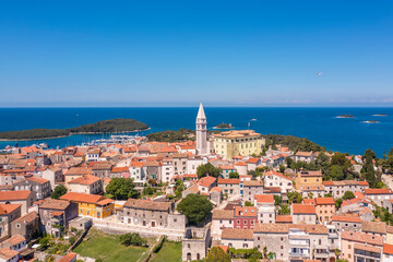An aerial shot of old town Vrsar, Istria, Croatia
