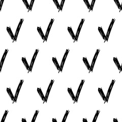 Seamless pattern with hand drawn check symbols