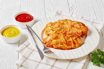 close-up of Skillet Fried Boneless Chicken breasts