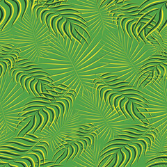 Exotic tropic pattern. Tropical floral fabric fashion background. Palm leaf textile color vintage summer . Natural leaves tropical . Seamless vector design for wallpaper, swimwear print decoration.