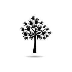 Hand Tree icon with shadow