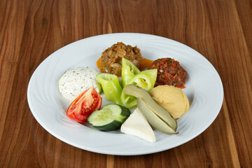 Restaurant Appetizer Mix, Wood Background
