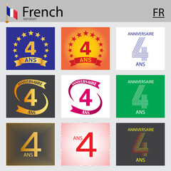 French set of number 4 templates