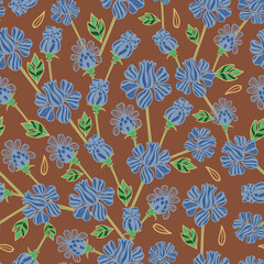 Vector floral Art deco brown striped seamless background pattern