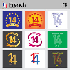 French set of number 14 templates