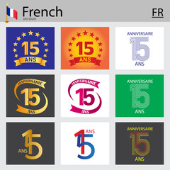 French set of number 15 templates