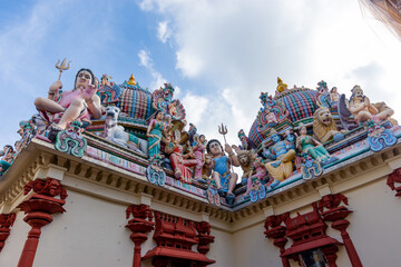 Sri Veeramakaliamman Hindu Temple on 20 June 2019 at Singapore. The Hindi are the third biggest minority in Singapore with their own religion. selective focus