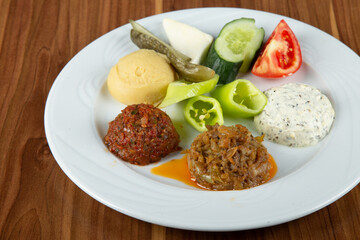 Restaurant Appetizer Mix, Wood Background