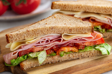 Ham and Cheese Sandwich on Whole Grain Bread