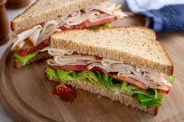 Turkey Sandwich With Tomato and Lettuce
