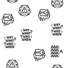 Dementia Brain Disease Seamless Pattern Vector Thin Line. Illustrations