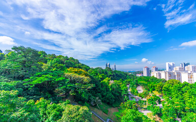 Singapore building business city and Modern Architecture with tourist on around town. decoration image contain certain grain noise and soft focus.