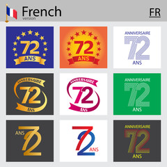 French set of number 72 templates