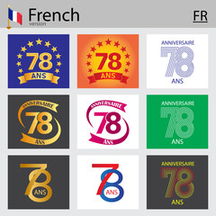 Naklejka premium French set of number 78 templates