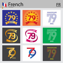 French set of number 79 templates