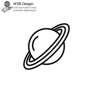 Saturn planet icon thin line, linear, outline vector. Saturn planet simple sign, logo