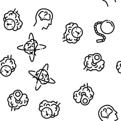 Dementia Brain Disease Seamless Pattern Vector Thin Line. Illustrations