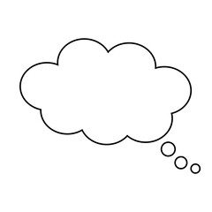 Think bubble isolated on white background. Trendy think bubble in flat style. Modern template for social network and label. Creative thought balloon. Cloud line art, vector illustration