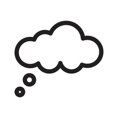 Think bubble isolated on white background. Trendy think bubble in flat style. Modern template for social network and label. Creative thought balloon. Cloud line art, vector illustration