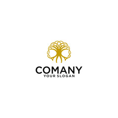 Abstract round tree logo icon. Universal creative premium solid floral leaf symbol. Cosmetic and spa. Vector circle life tree icon sign.