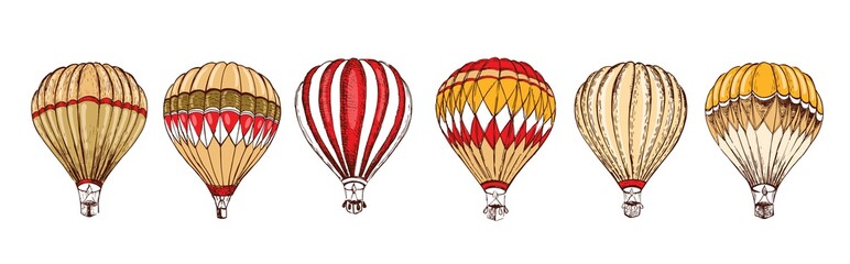 Naklejka premium Air balloon. Hand drawn illustration. Vector