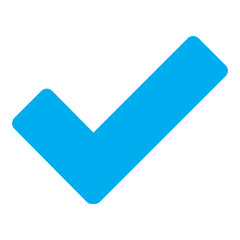 Check mark vector icon. Blue tick icon isolated on white background. Flat check mark sign for web site, app, label, logo and design template. Vector illustration