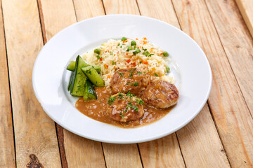 lunch on the wooden background