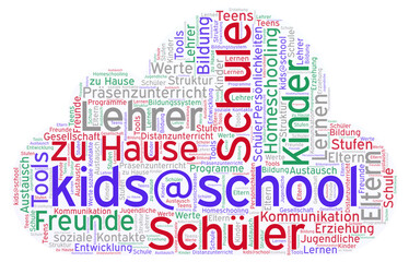 Obraz premium Wordcloud kids@school - Kinder in der Schule in Zeiten von Covid-19