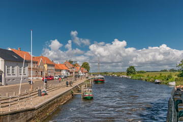 Fototapeta premium Old harbor Skibbroen in medieval Ribe, Denmark