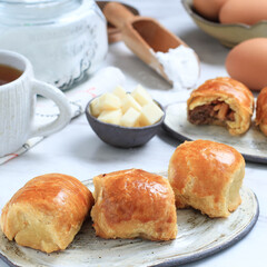 Bolen Pisang or Banana Wrapped with Puff Pastry, Typically Food from Bandung. Popular as Bolen Bandung