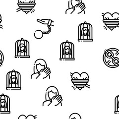Sexual Harassment Seamless Pattern Vector Thin Line. Illustrations
