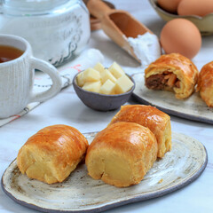 Bolen Pisang or Banana Wrapped with Puff Pastry, Typically Food from Bandung. Popular as Bolen Bandung