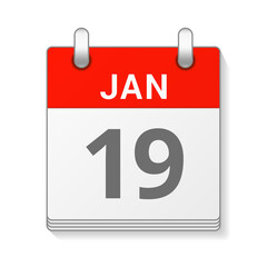 January 19 isolated vector calendar icon symbol