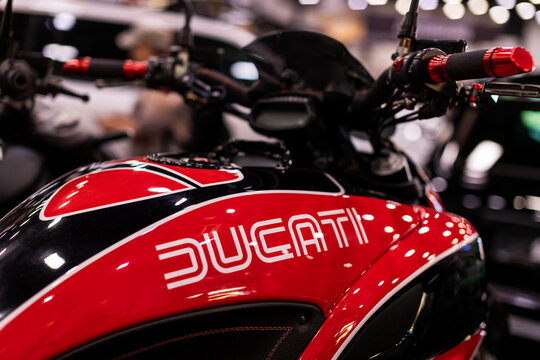 Russia, St.Petersburg - july 27, 2019: Ducati japanese motorcycle company logo.