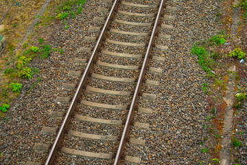 Obraz premium Train tracks in Gravel for Deutsche Bahn S bahn in Berlin