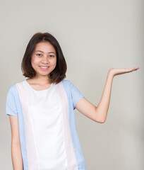 Portrait of young beautiful Asian teenage girl with short hair