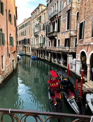 Colorful handballs on the background of the canal and houses in Venice