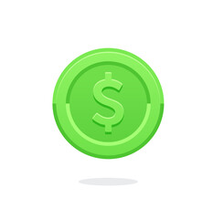 Coin icon. Dollar coin. Money symbol with dollar sign. Green money. Dollar green sign. Bank payment symbol. American dollar. 