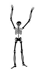 vector isolated illustration. human skeleton pulls hands to the sky. raised bones. element for halloween.