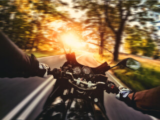Riding a motorcycle on a beautiful sunny day