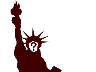 The statue of Liberty in the face of a question mark. Black lives matter