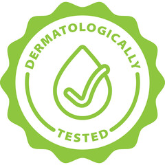 dermatologically tested green icon stamp rounded 